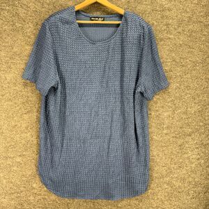 Sharade Blouse Women 22W Plus Blue Short Sleeve Round Neck Pullover Casual